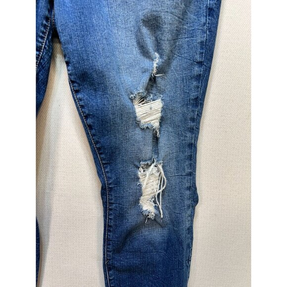 Torrid Womens Distressed Cotton Jeans Stretch Denim Size 16 Blue Solid Pockets - Picture 7 of 11